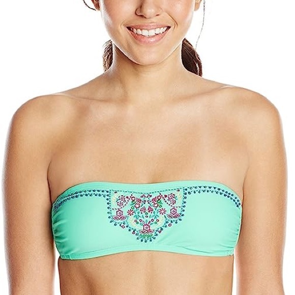 Hobie Garden Embroidery Bandeau Bikini Top - Small - Picture 2 of 3